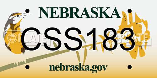 CSS183 Nebraska License Plate