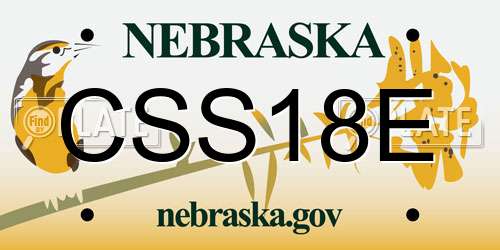 CSS18E Nebraska License Plate