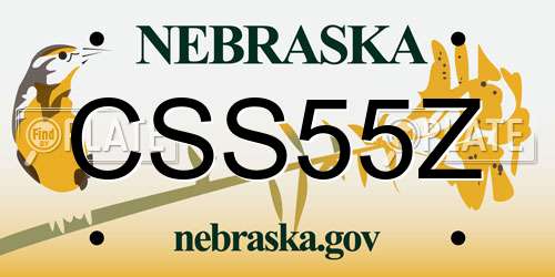 CSS55Z Nebraska License Plate