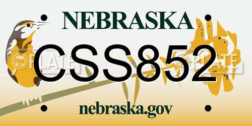 CSS852 Nebraska License Plate