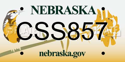 CSS857 Nebraska License Plate