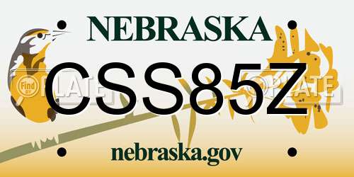 CSS85Z Nebraska License Plate