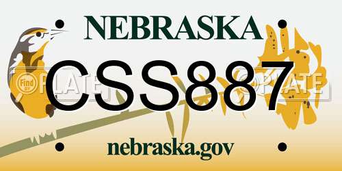 CSS887 Nebraska License Plate