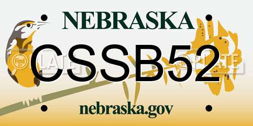 CSSB52 Nebraska License Plate