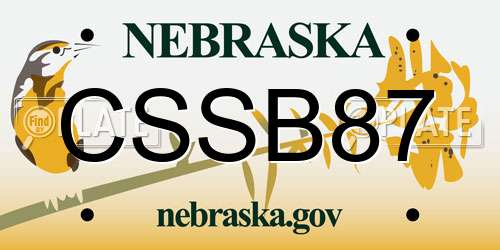CSSB87 Nebraska License Plate