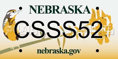 CSSS52 Nebraska License Plate