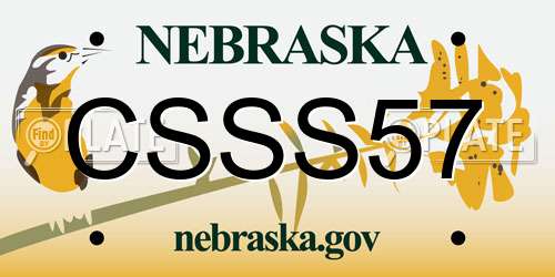 CSSS57 Nebraska License Plate