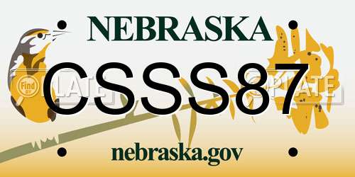 CSSS87 Nebraska License Plate