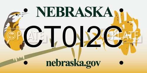 CT0I2C Nebraska License Plate