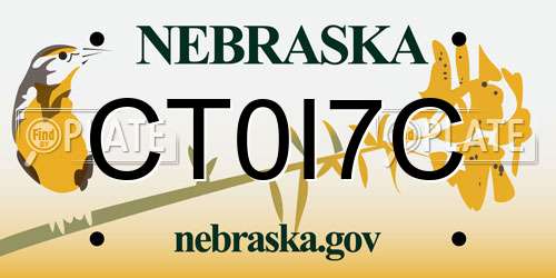 CT0I7C Nebraska License Plate
