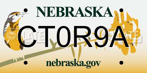 CT0R9A Nebraska License Plate