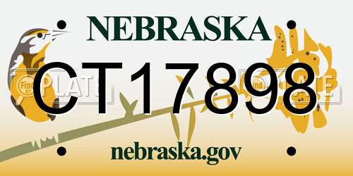 CT17898 Nebraska License Plate