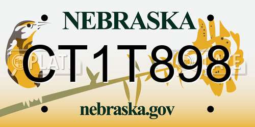 CT1T898 Nebraska License Plate
