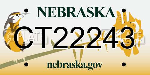 CT22243 Nebraska License Plate