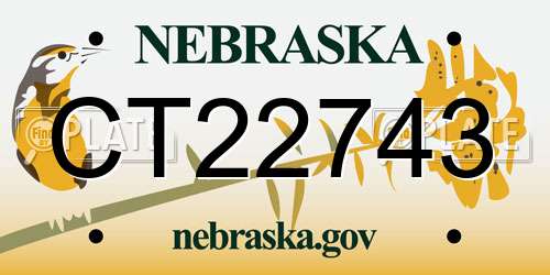 CT22743 Nebraska License Plate