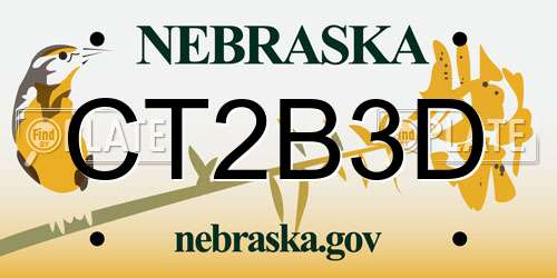 CT2B3D Nebraska License Plate