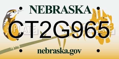 CT2G965 Nebraska License Plate