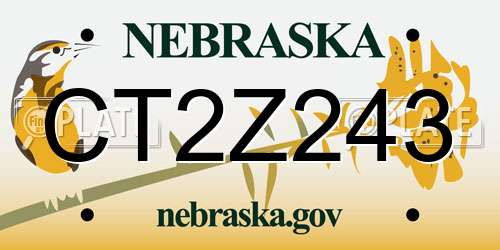 CT2Z243 Nebraska License Plate
