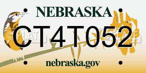 CT4T052 Nebraska License Plate