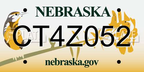 CT4Z052 Nebraska License Plate