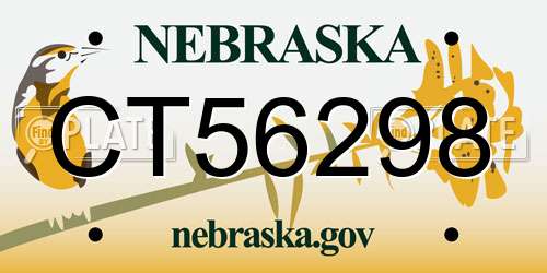 CT56298 Nebraska License Plate