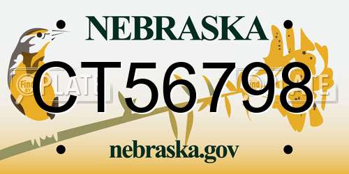 CT56798 Nebraska License Plate