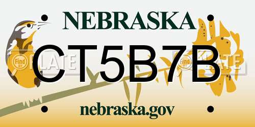 CT5B7B Nebraska License Plate