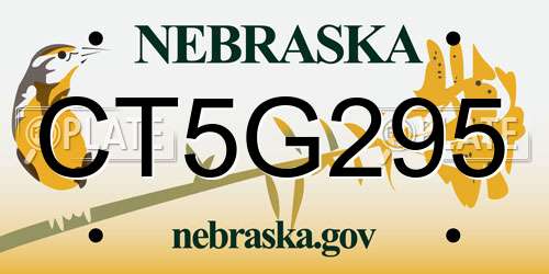 CT5G295 Nebraska License Plate