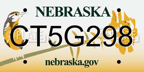 CT5G298 Nebraska License Plate