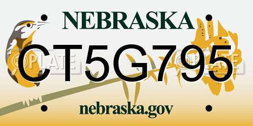 CT5G795 Nebraska License Plate