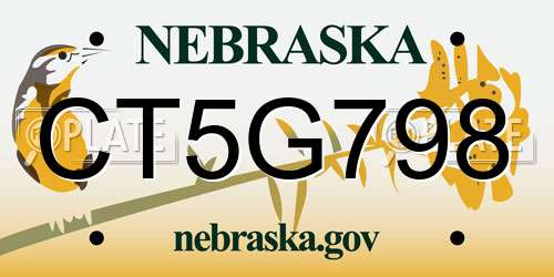 CT5G798 Nebraska License Plate