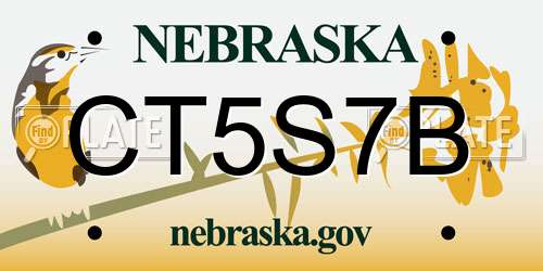 CT5S7B Nebraska License Plate