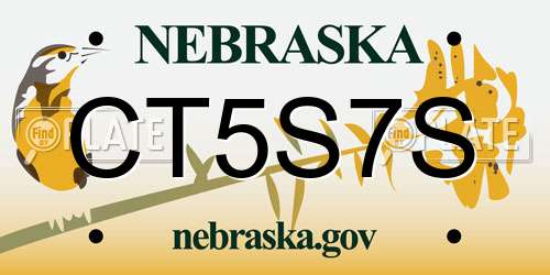 CT5S7S Nebraska License Plate