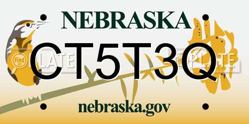 CT5T3Q Nebraska License Plate