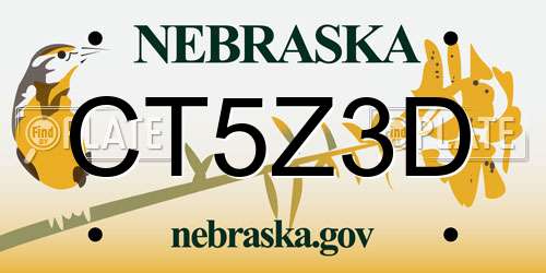 CT5Z3D Nebraska License Plate