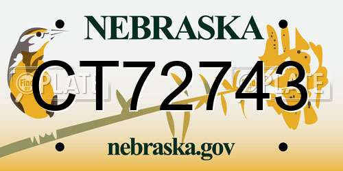 CT72743 Nebraska License Plate