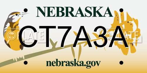 CT7A3A Nebraska License Plate