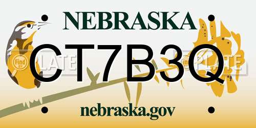 CT7B3Q Nebraska License Plate