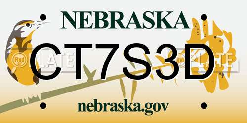 CT7S3D Nebraska License Plate