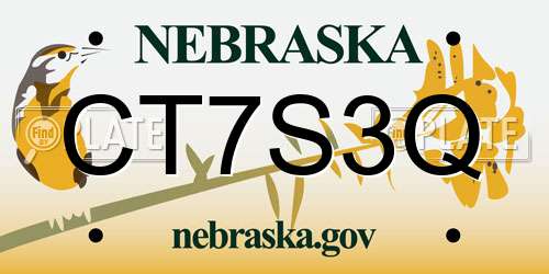 CT7S3Q Nebraska License Plate