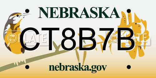 CT8B7B Nebraska License Plate