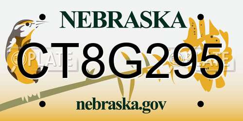 CT8G295 Nebraska License Plate