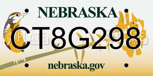 CT8G298 Nebraska License Plate