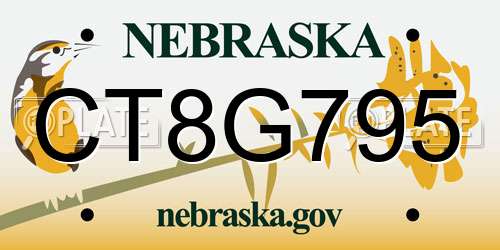 CT8G795 Nebraska License Plate