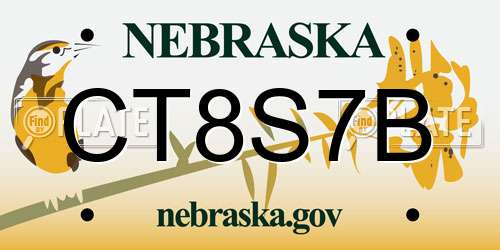 CT8S7B Nebraska License Plate