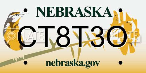 CT8T3O Nebraska License Plate