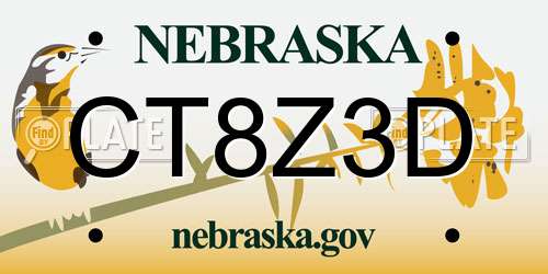 CT8Z3D Nebraska License Plate