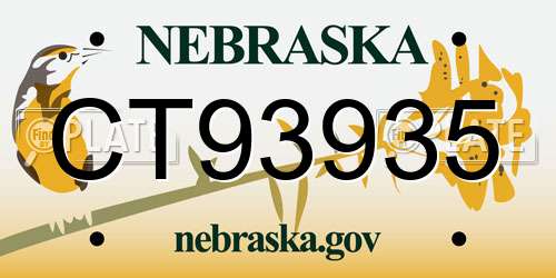 CT93935 Nebraska License Plate