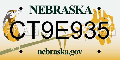 CT9E935 Nebraska License Plate