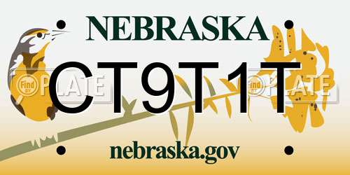 CT9T1T Nebraska License Plate